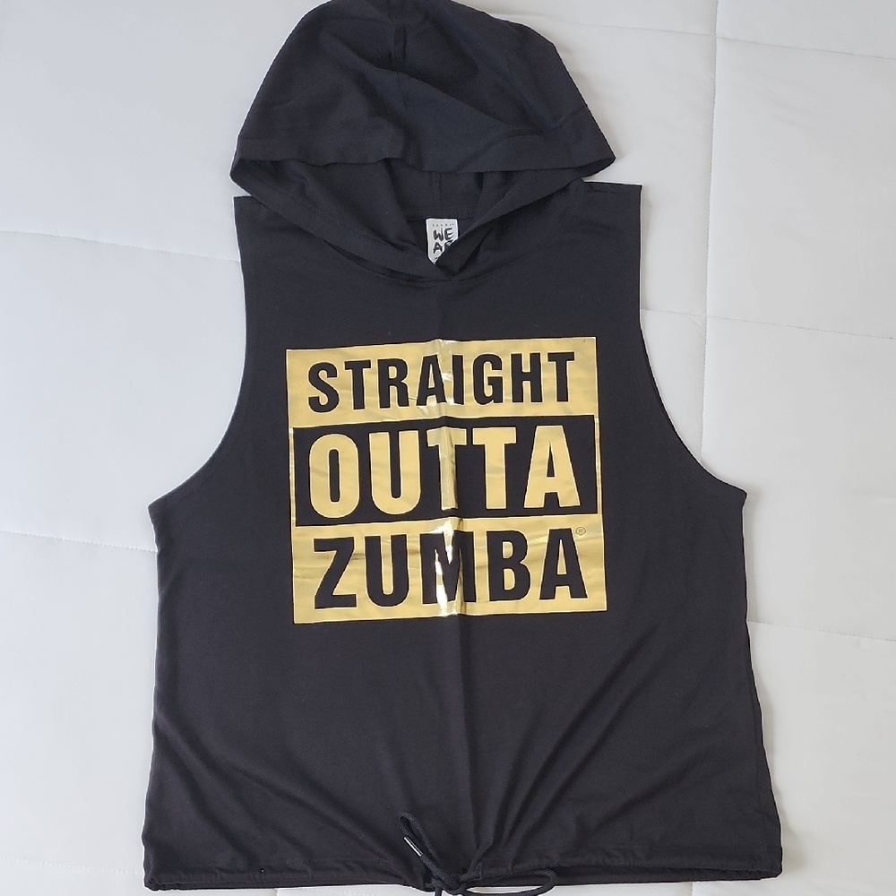 Black and Gold Zumba Hooded Tank Top